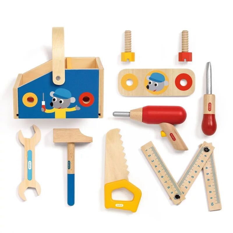 10 piece Minibrico Wooden Toolbox with Tools - Aster & Ruby