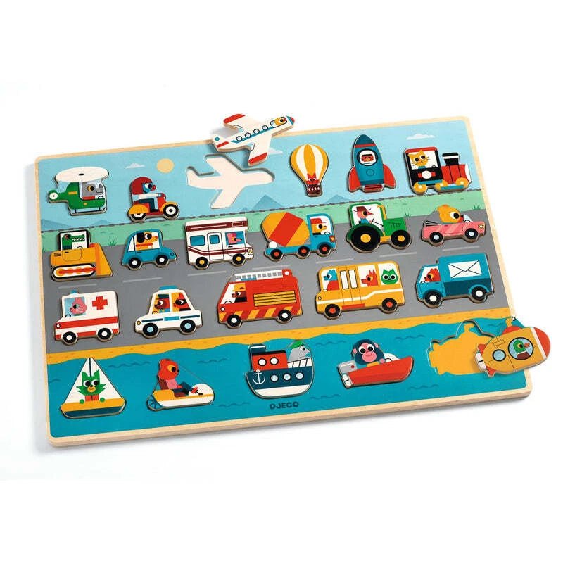 22 Piece Transport Wooden Puzzle - Aster & Ruby