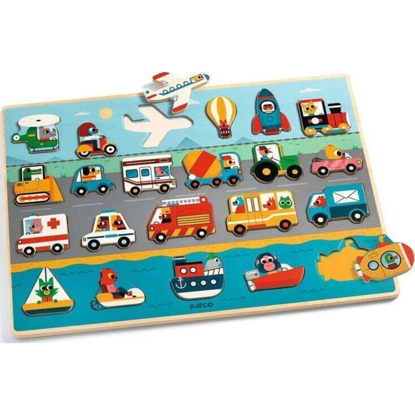 22 Piece Transport Wooden Puzzle – children's product by Djeco | Aster & Ruby
