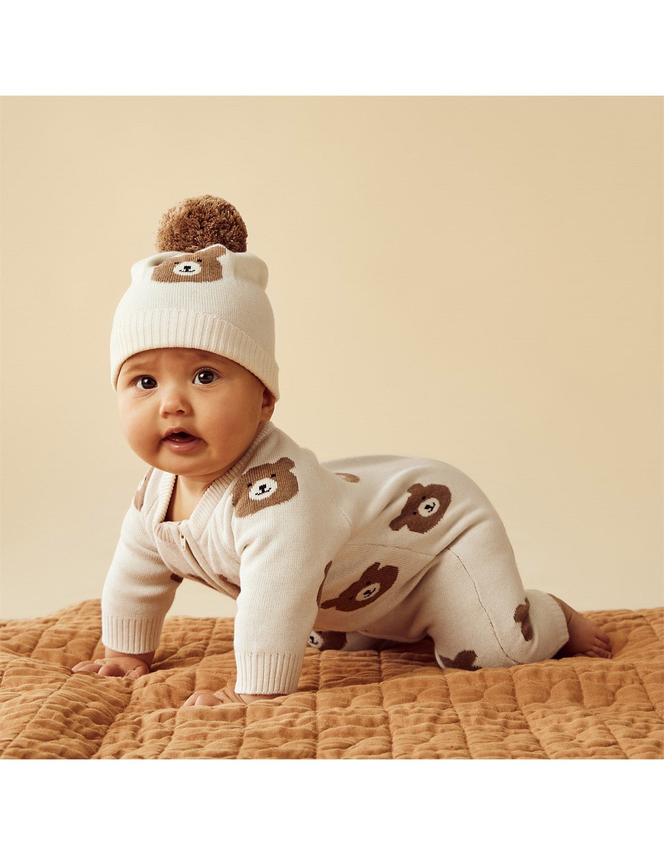 Wilson & Frenchy Beary Cute Organic Knitted Jacquard Growsuit | Aster & Ruby