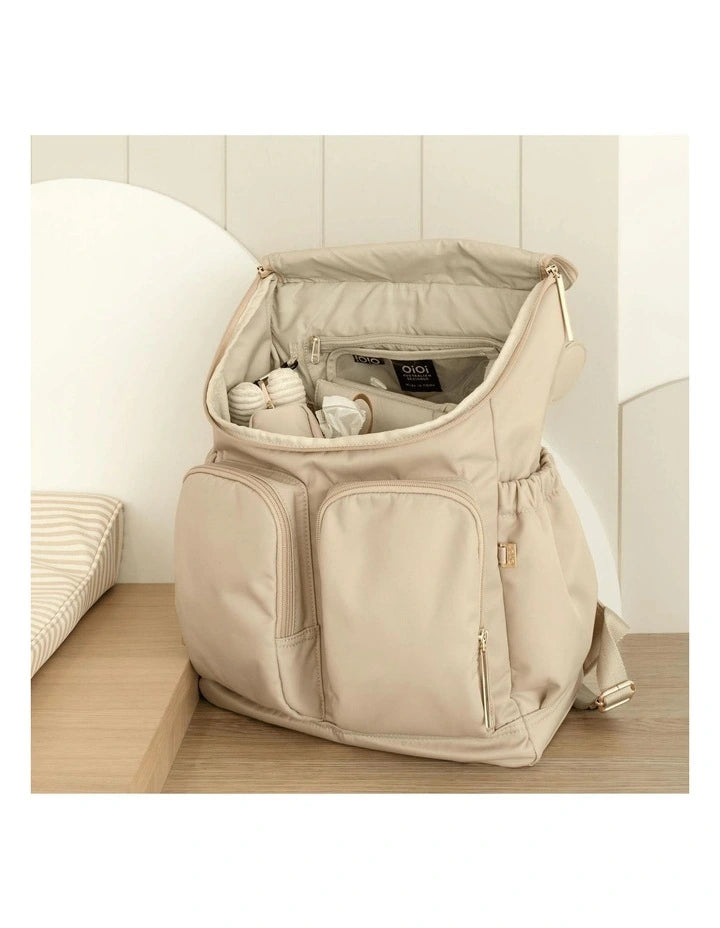 Signature Nappy Backpack - Beige Nylon