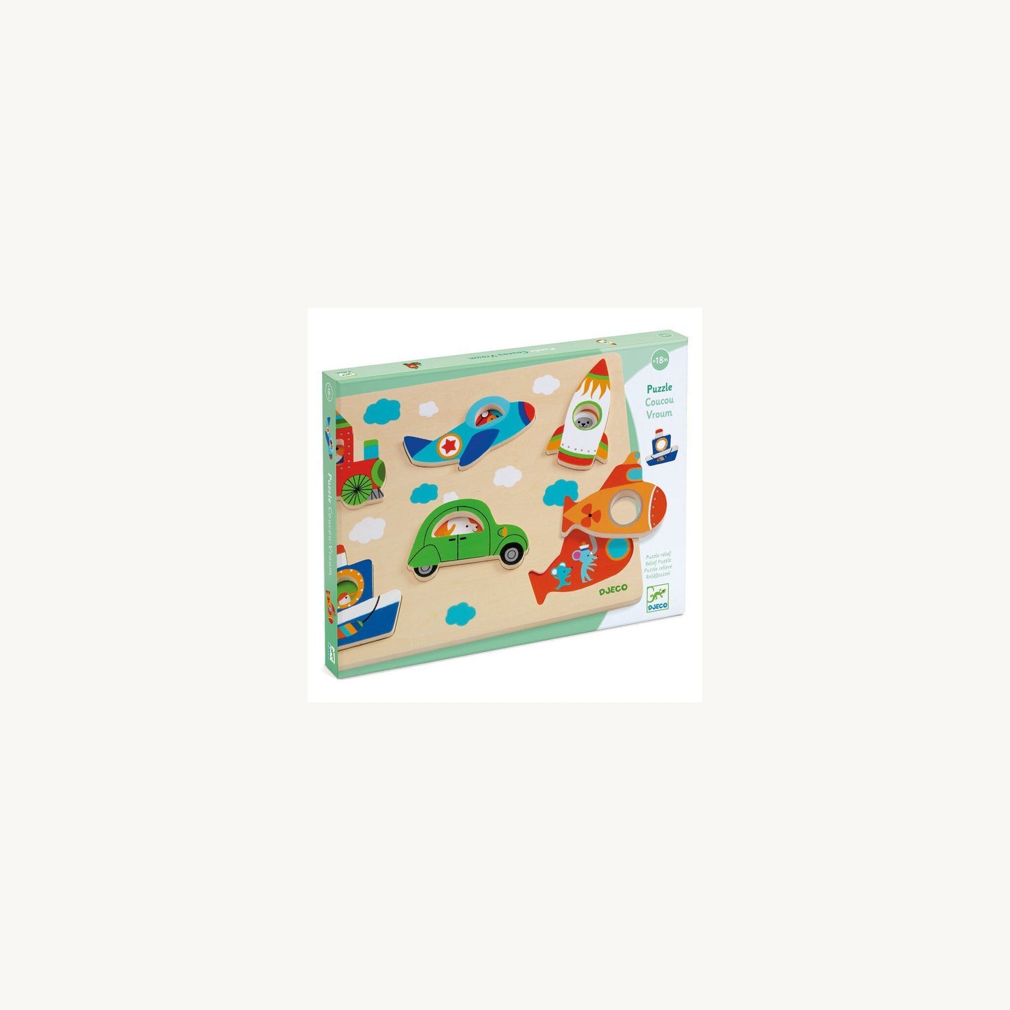 6 piece Coucou-Vroom Transport Wooden Puzzle – children's product by Djeco | Aster & Ruby