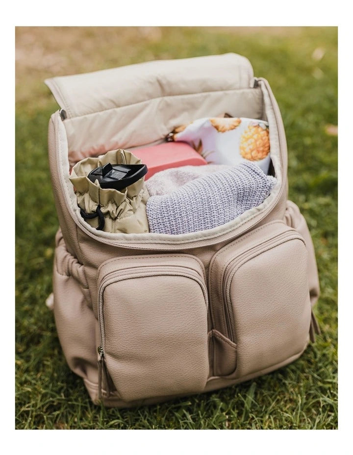 Faux Leather Nappy Backpack - Oat