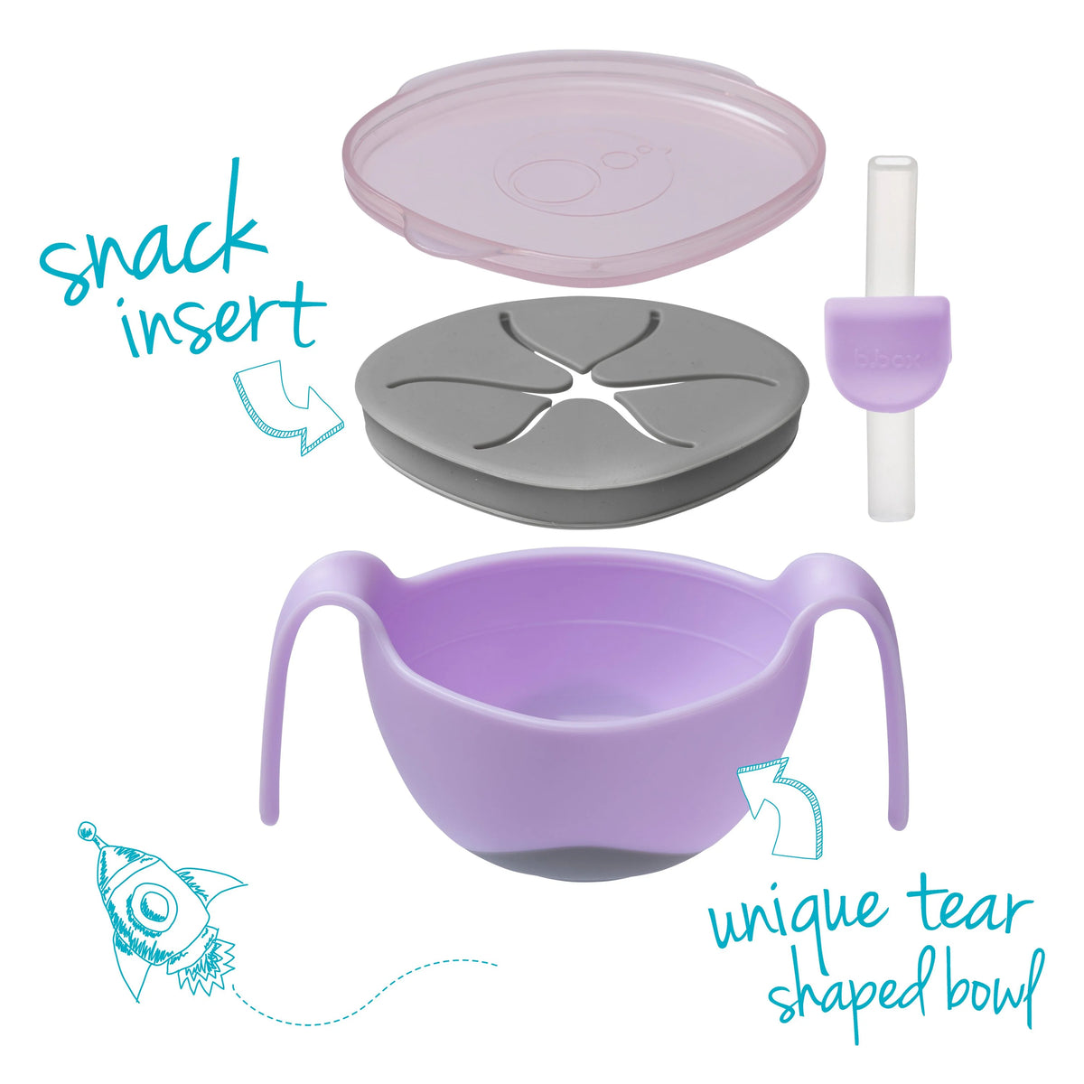 b.box Boysenberry Bowl & Straw | Aster & Ruby