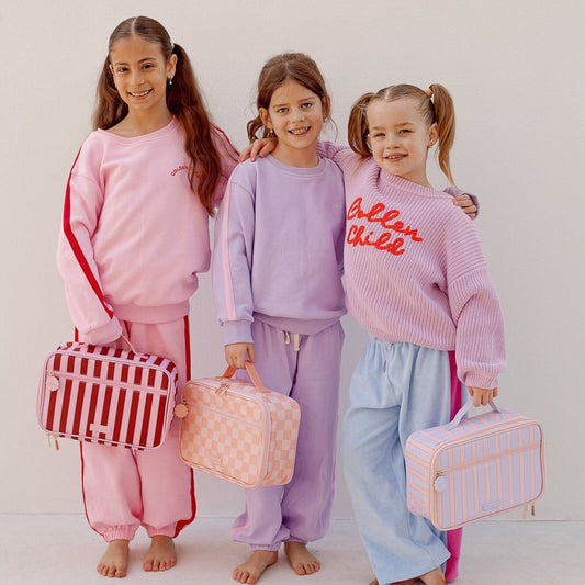 Fox & Fallow lunch bags – Peach Check Large Lunch Bag from Aster & Ruby