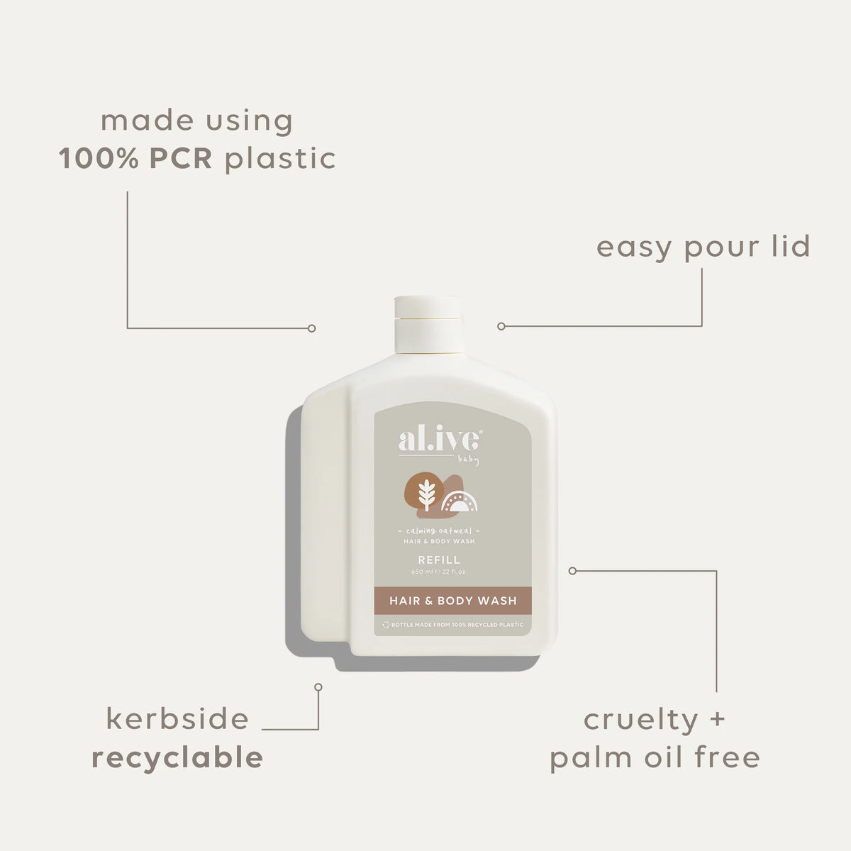 650ml Baby Wash Refill - Calming Oatmeal