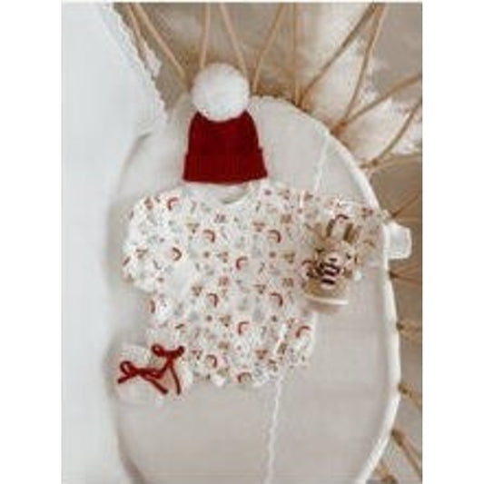 Christmas Reindeer Crochet Rattle - Burgundy Scarf