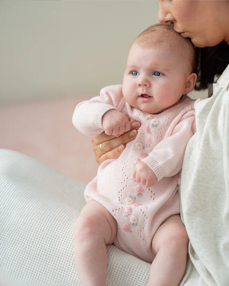 Winnie Organic Knitted LS Bodysuit Pale Pink