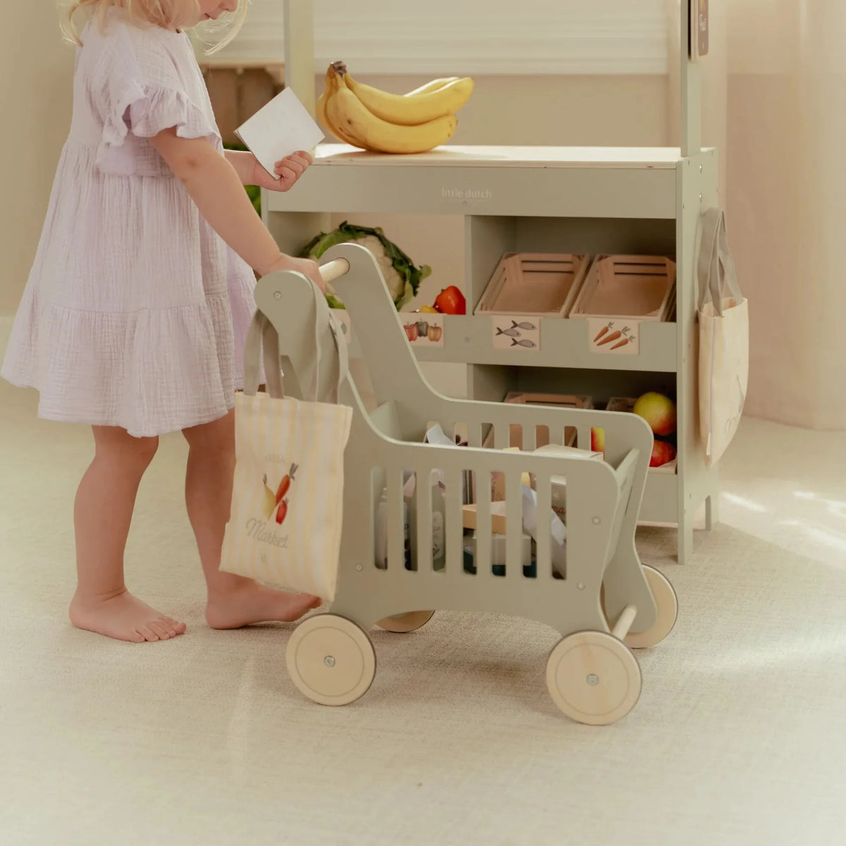 Wooden Play Shopping Cart