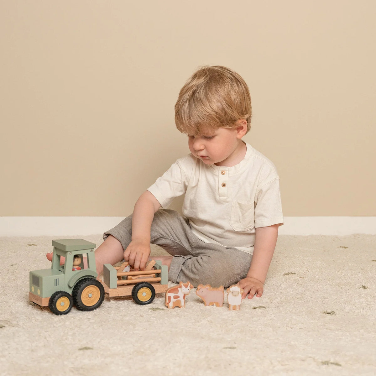 Wooden Tractor With Trailer