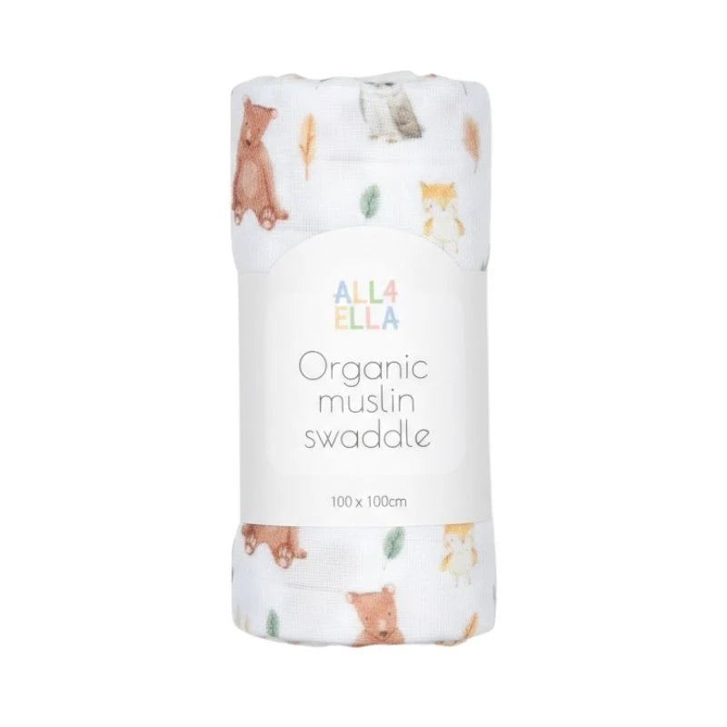 Forest Friends Organic Muslin Swaddle