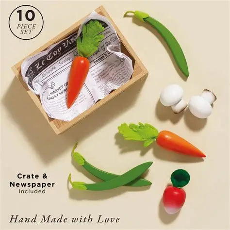 Le Toy Van Harvest Vegetables Wooden Food Crate 9 Piece | Aster & Ruby