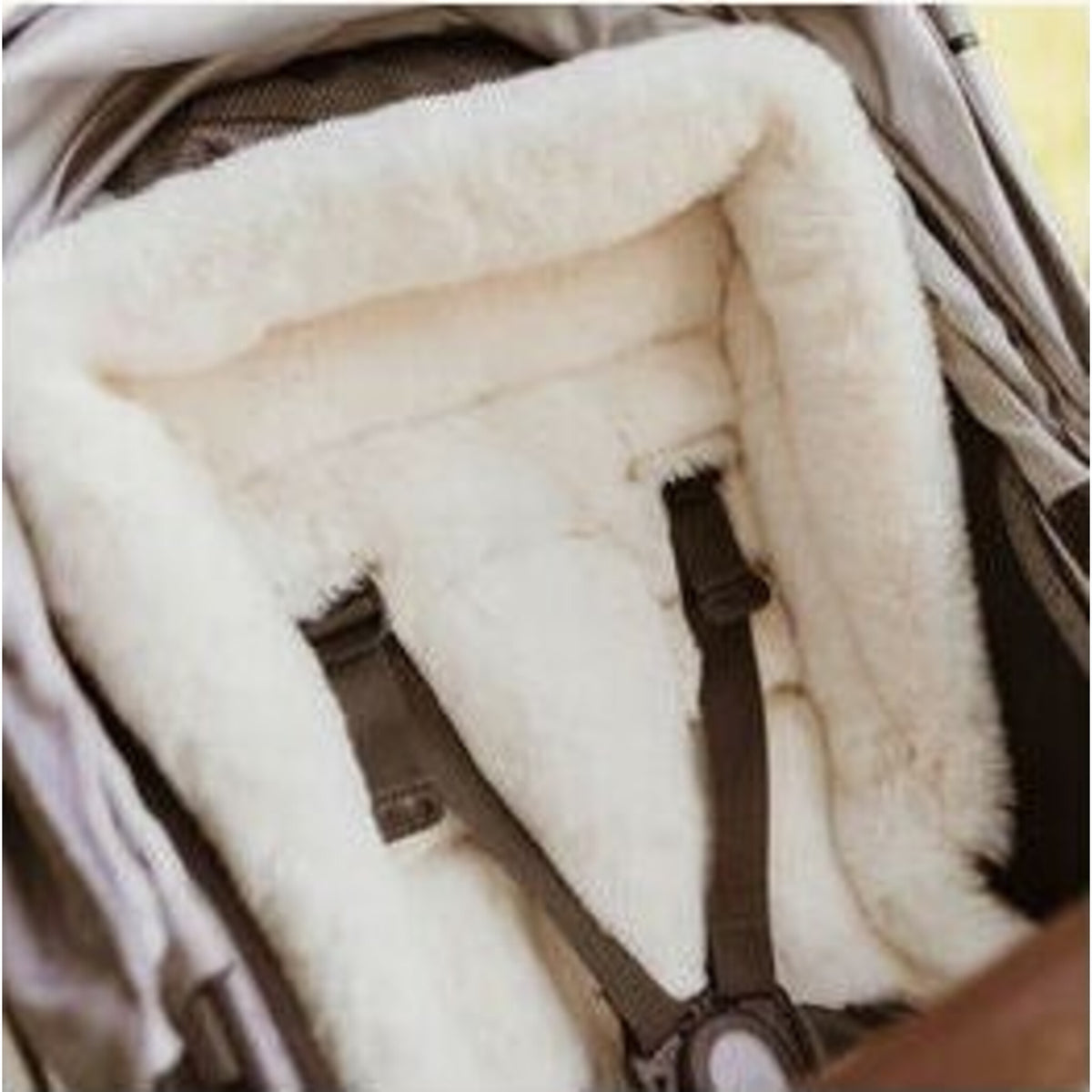 OiOi Cozy Fleece Pram Liner Beige Gingham | Aster & Ruby