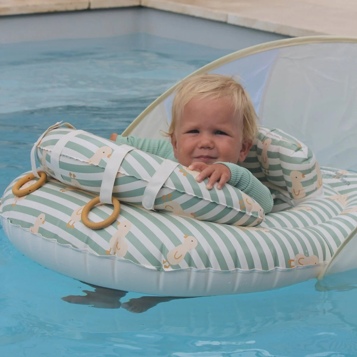 Interactive Baby Float Duck Sage Stripe