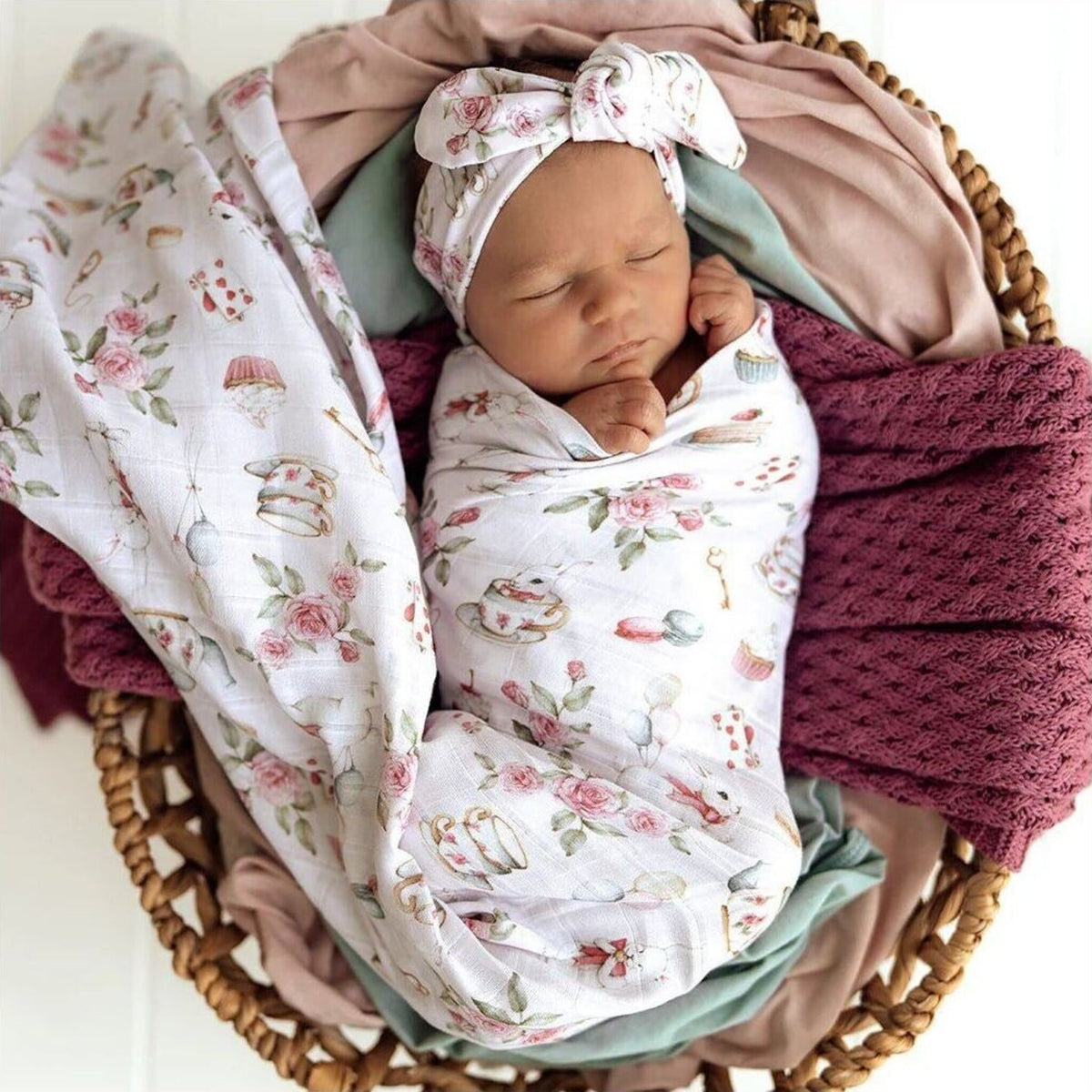 Snuggle Hunny Alice's Tea Party Organic Muslin Wrap | Aster & Ruby