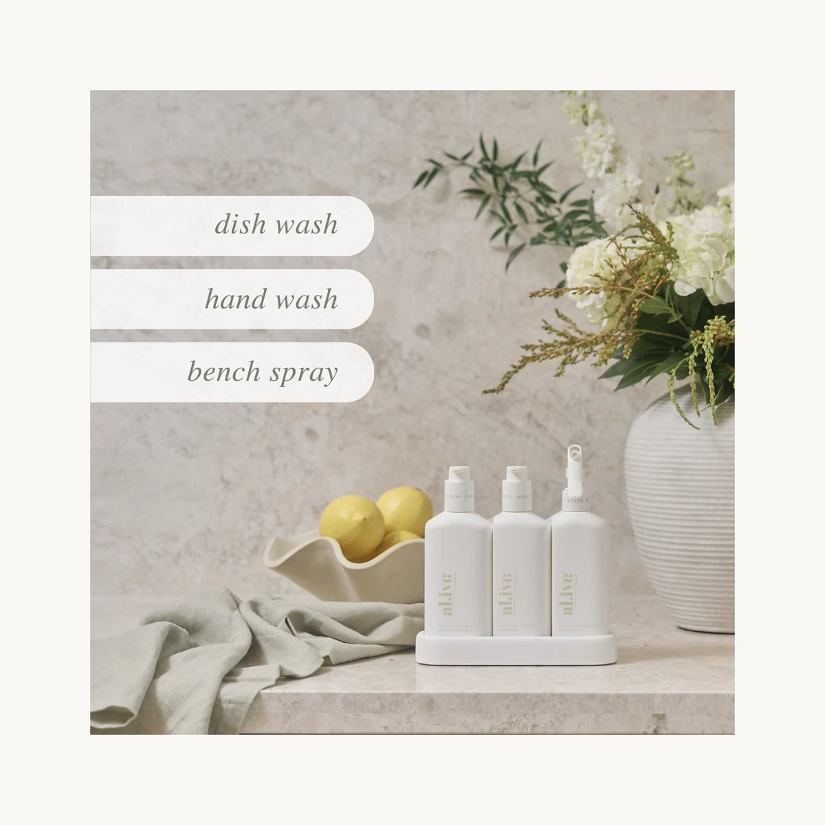 Al.ive Home Lemon Myrtle & Honeydew Kitchen Trio | Aster & Ruby