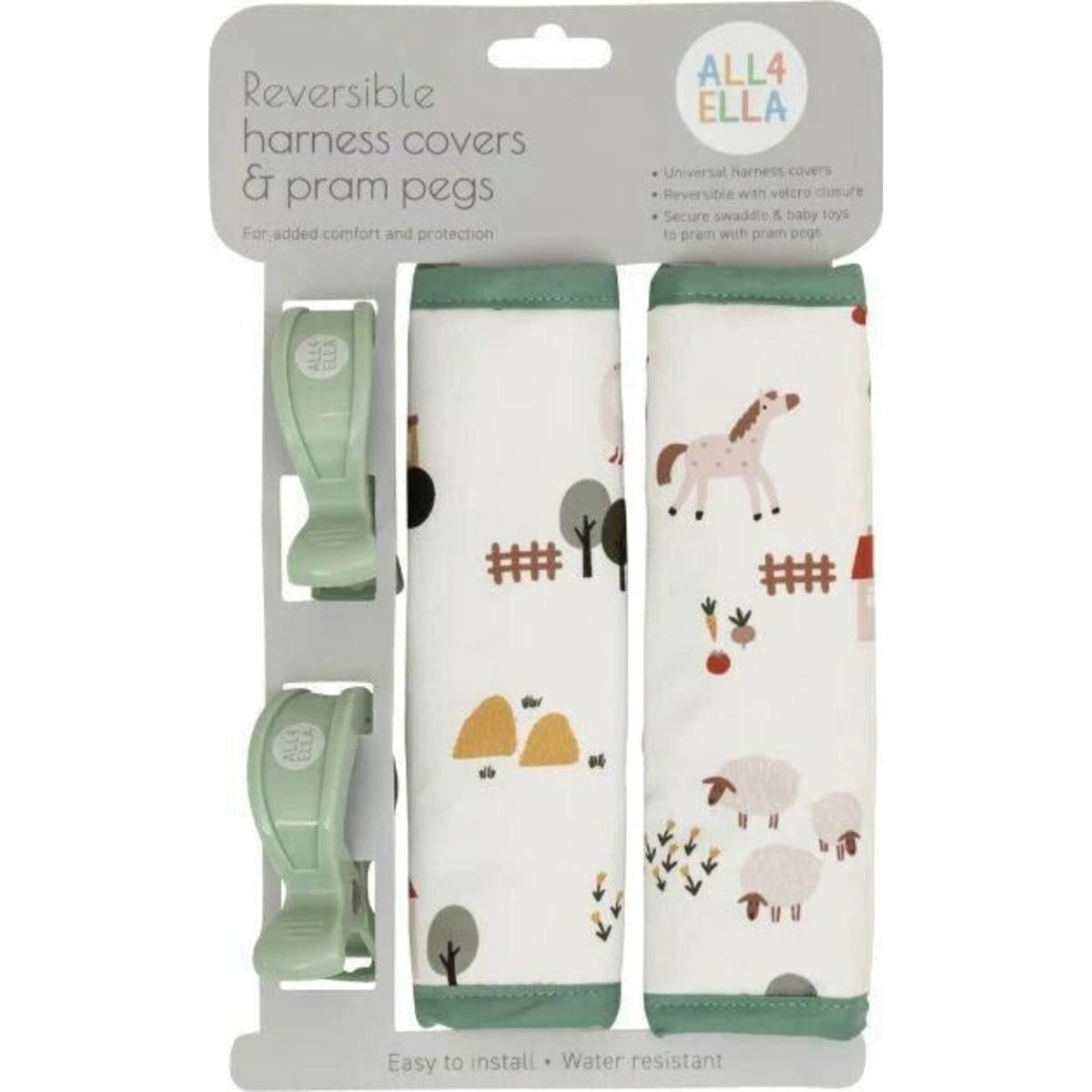 All4Ella Harness Covers & Pram Pegs Set Country Farm | Aster & Ruby