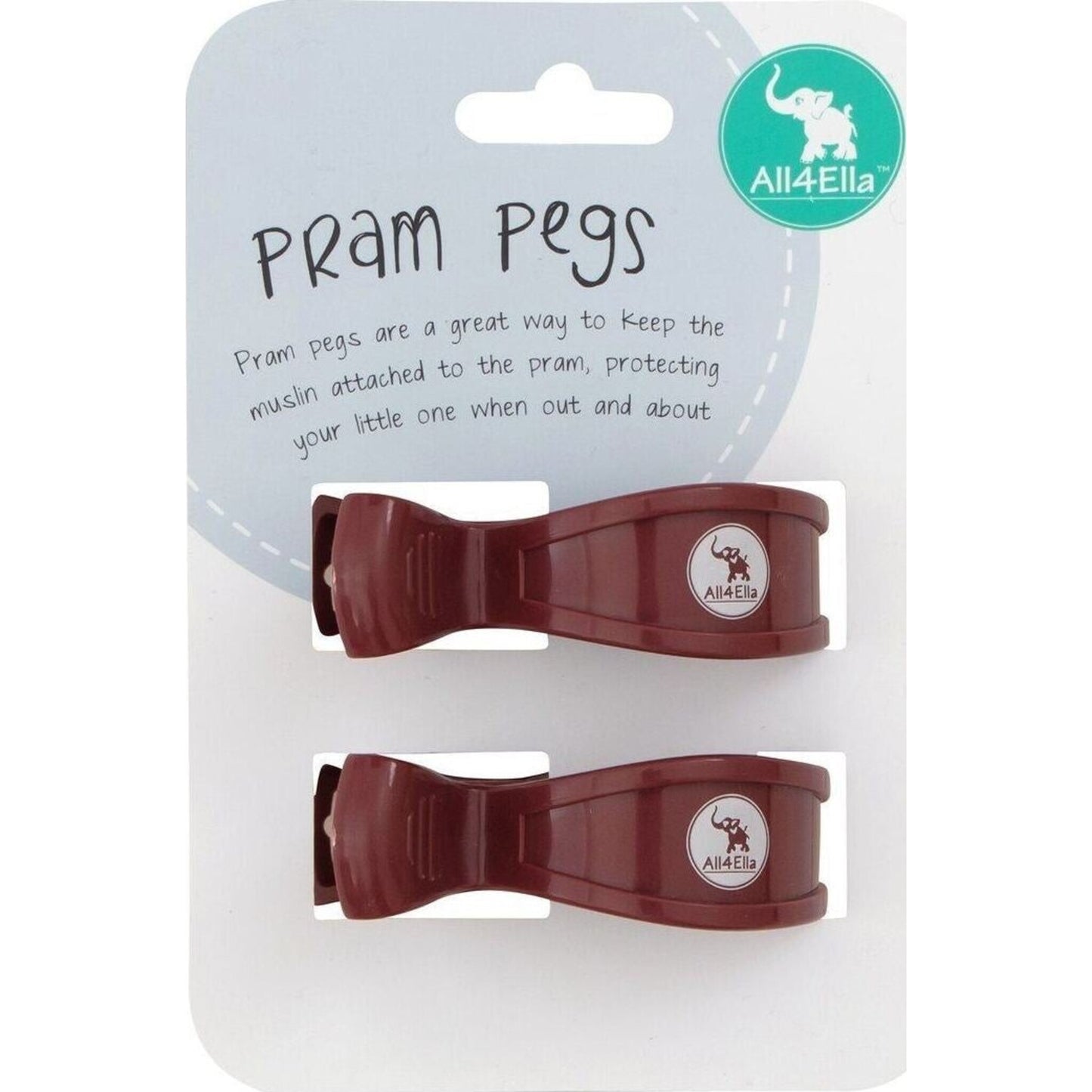 Pram Pegs 2pk Burgundy – children's product by All4Ella | Aster & Ruby
