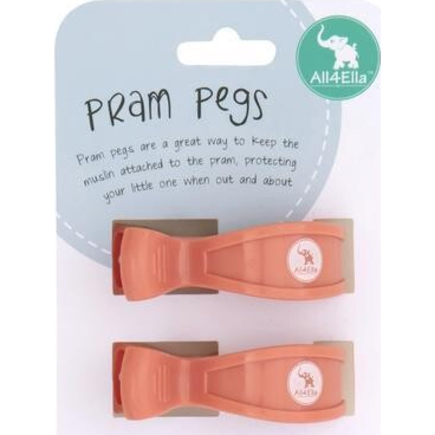 All4Ella Pram Pegs 2pk Coral-Aster & Ruby