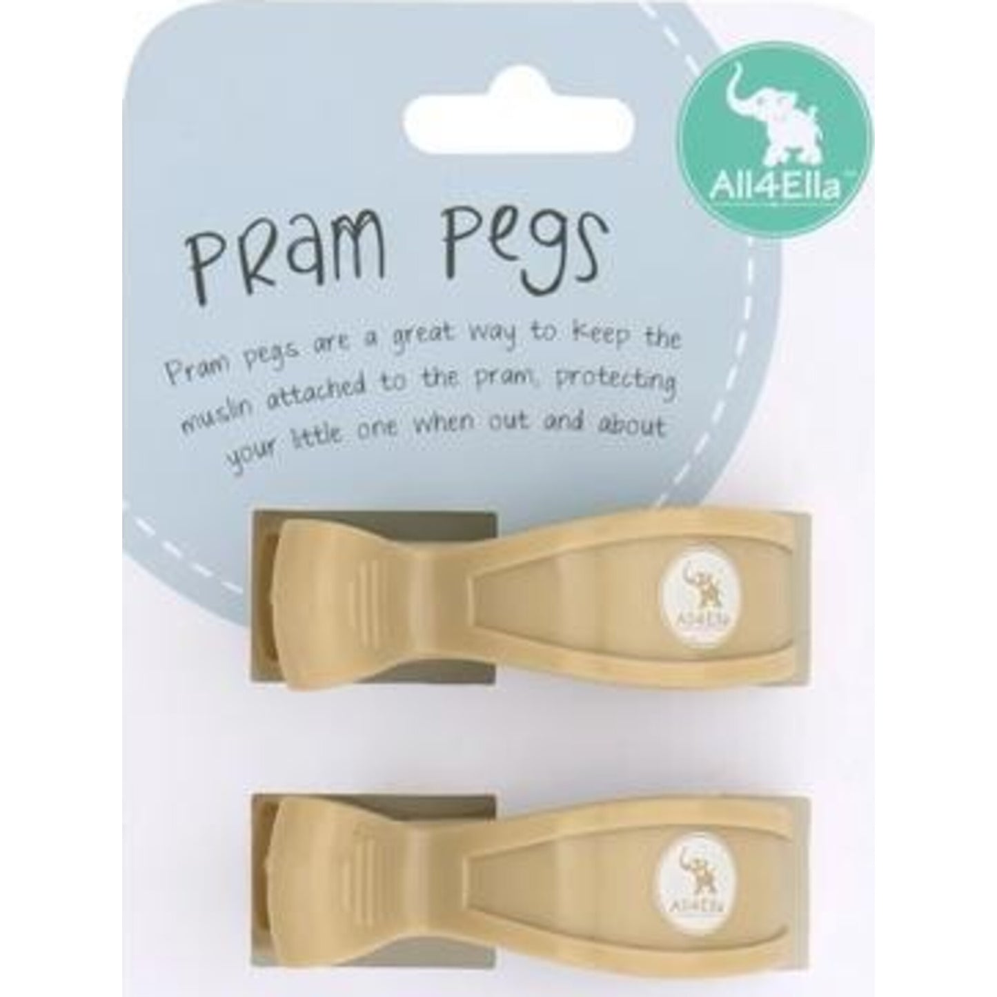 All4Ella Pram Pegs 2pk Sand - Aster & Ruby