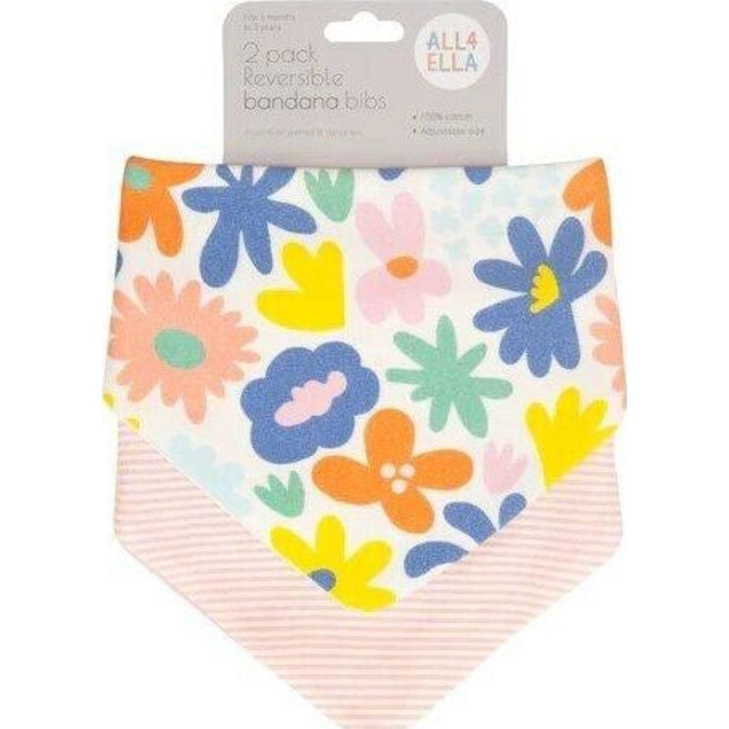 All4Ella All4Ella Reversible Bandana Bibs 2pk Bright Floral | Aster & Ruby