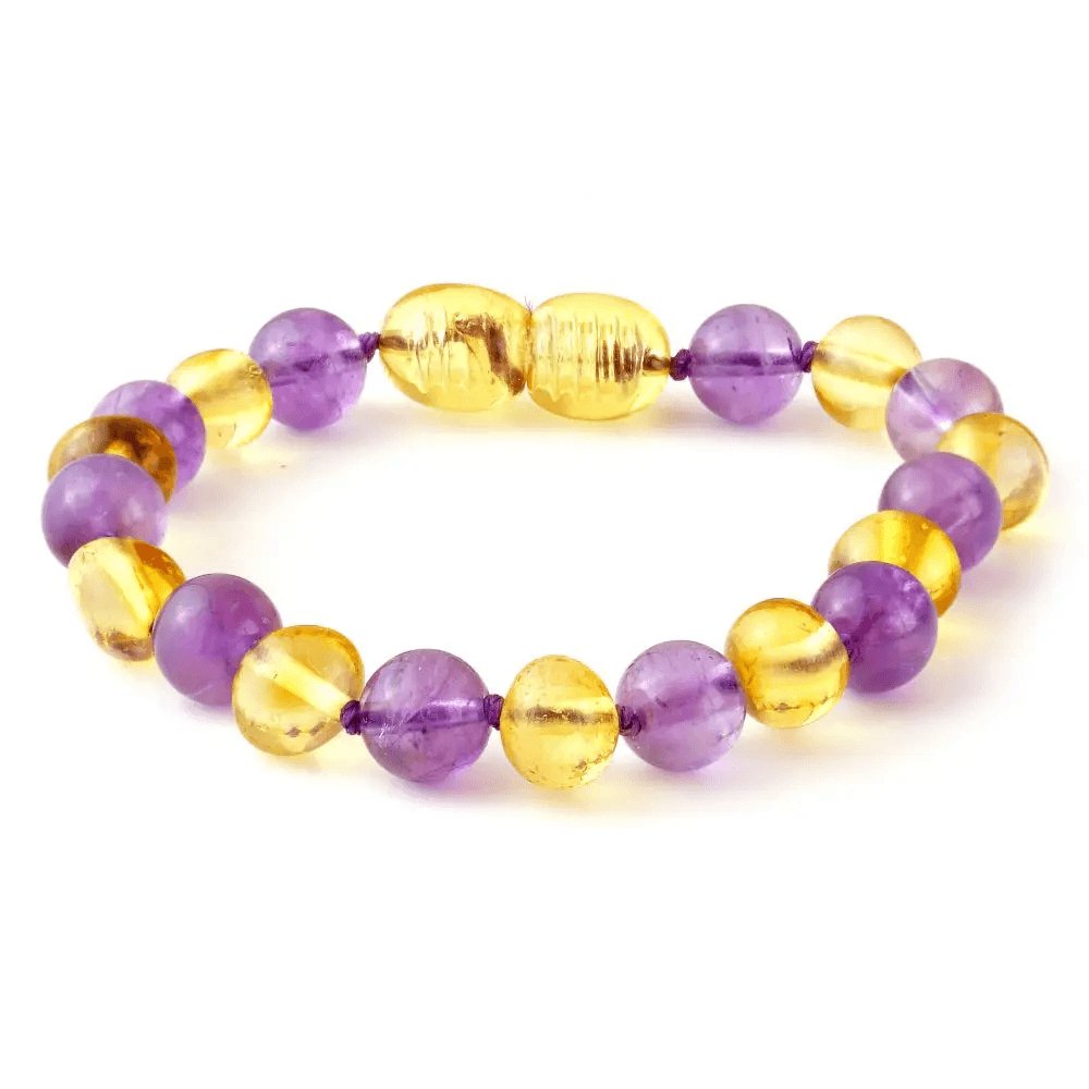 Amber Bracelet Lemon & Amethyst | Baby 14cm - Aster & Ruby