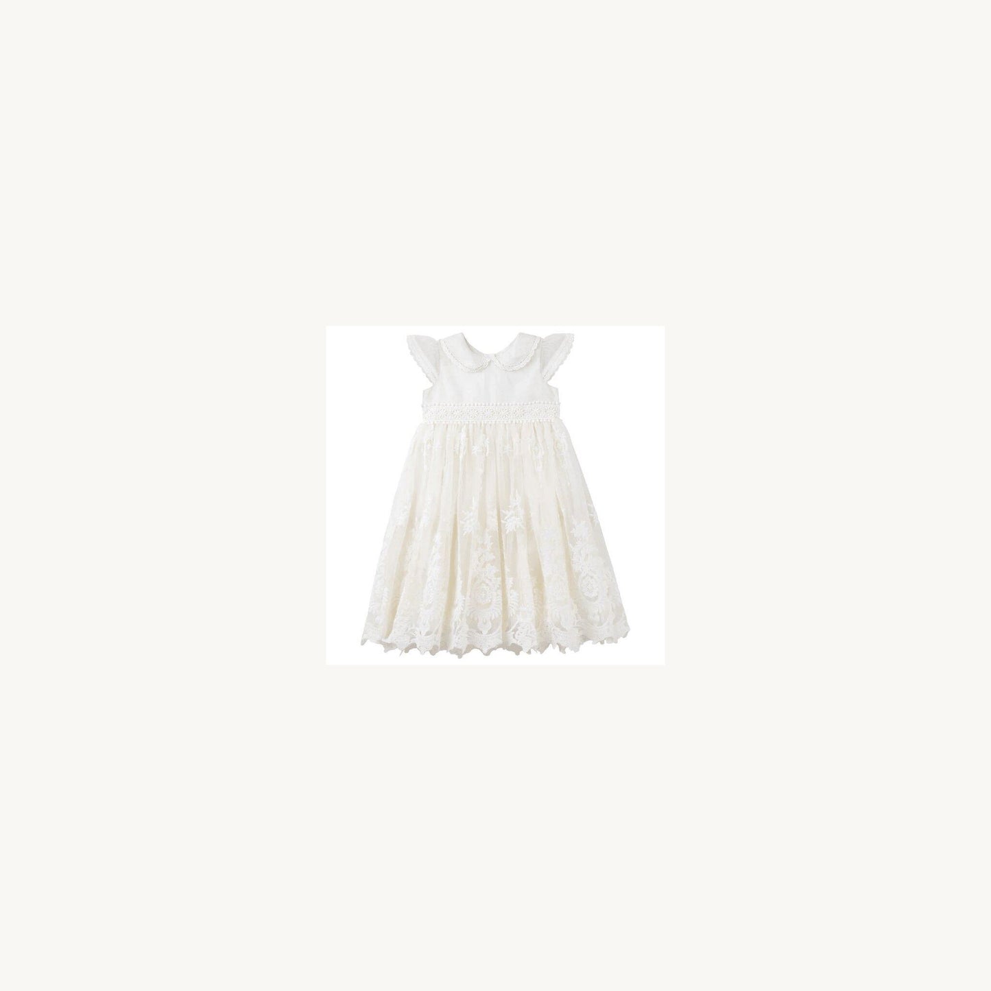 Ava Antique Lace Christening Gown Beige – children's product by Designer Kidz | Aster & Ruby