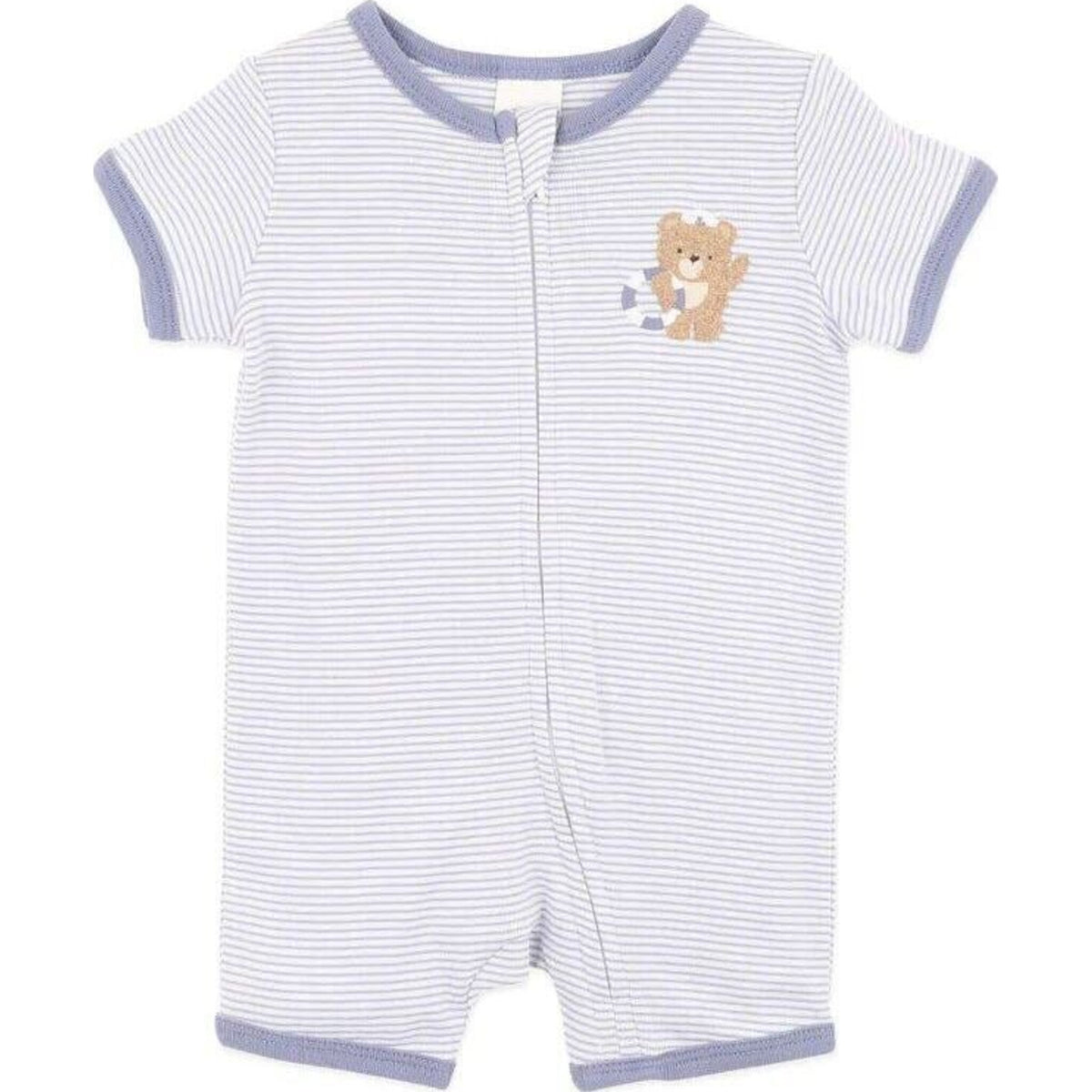 Bebe AXEL ORGANIC STRIPE SS ZIP ROMPER | Aster & Ruby