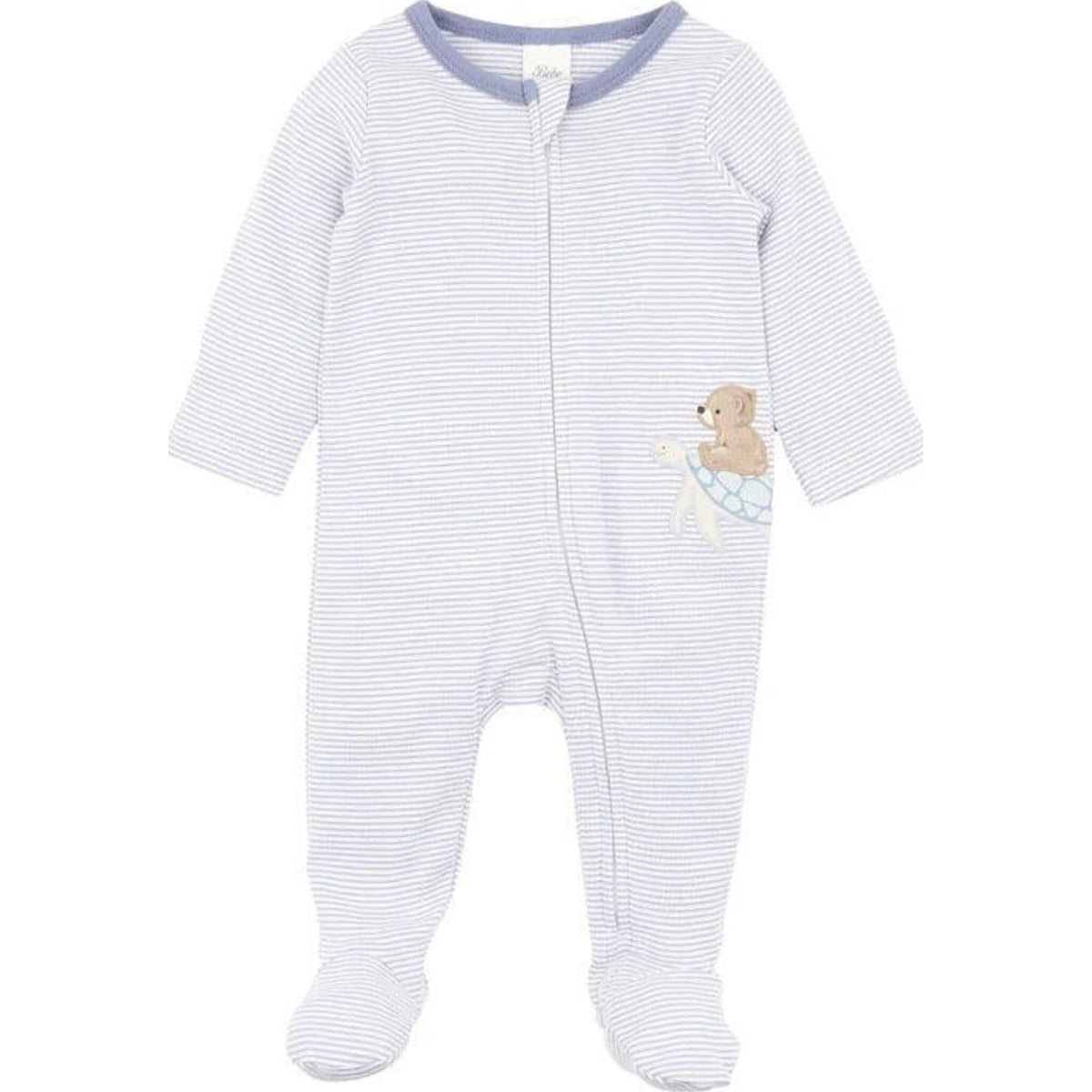 Bebe AXEL STRIPE ORGANIC LS ZIP ROMPER | Aster & Ruby