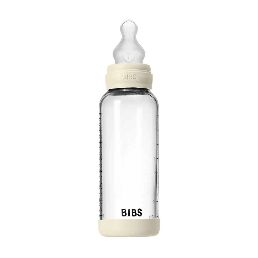 Baby Glass Bottle Set 240ml Silicone Ivory - Aster & Ruby