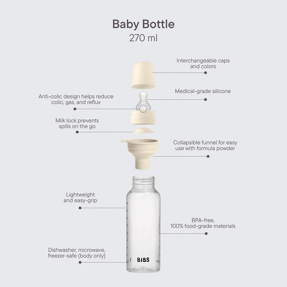 Baby Glass Bottle Set 240ml Silicone Ivory - Aster & Ruby