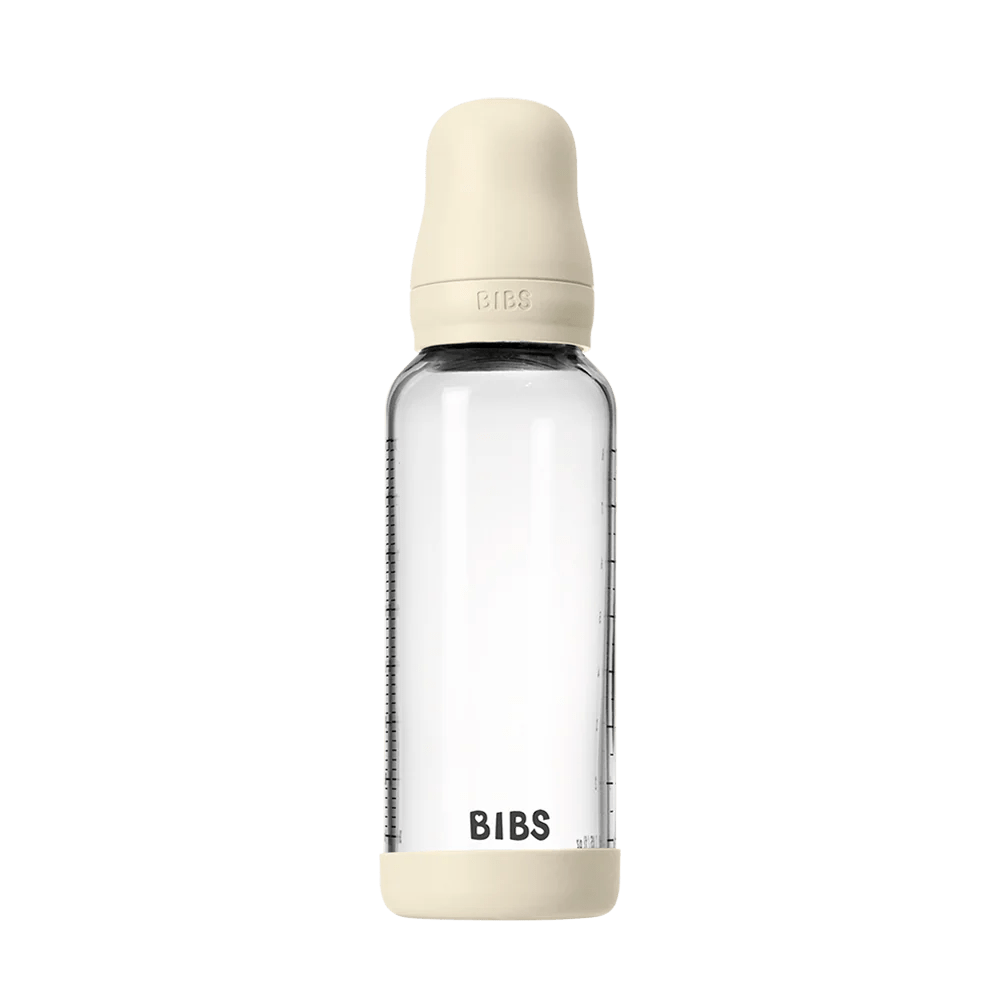 Baby Glass Bottle Set 240ml Silicone Ivory - Aster & Ruby