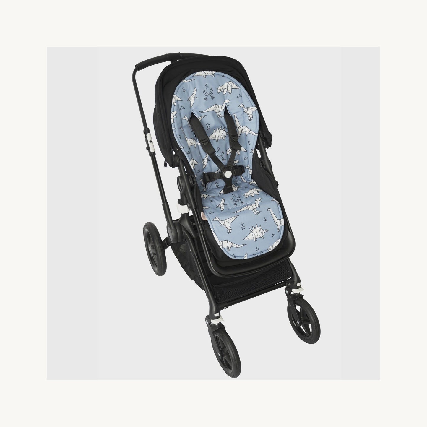 Bambella Designs Pram Liner - Blue Geo Dinosaurs – children's product by Bambella Designs | Aster & Ruby