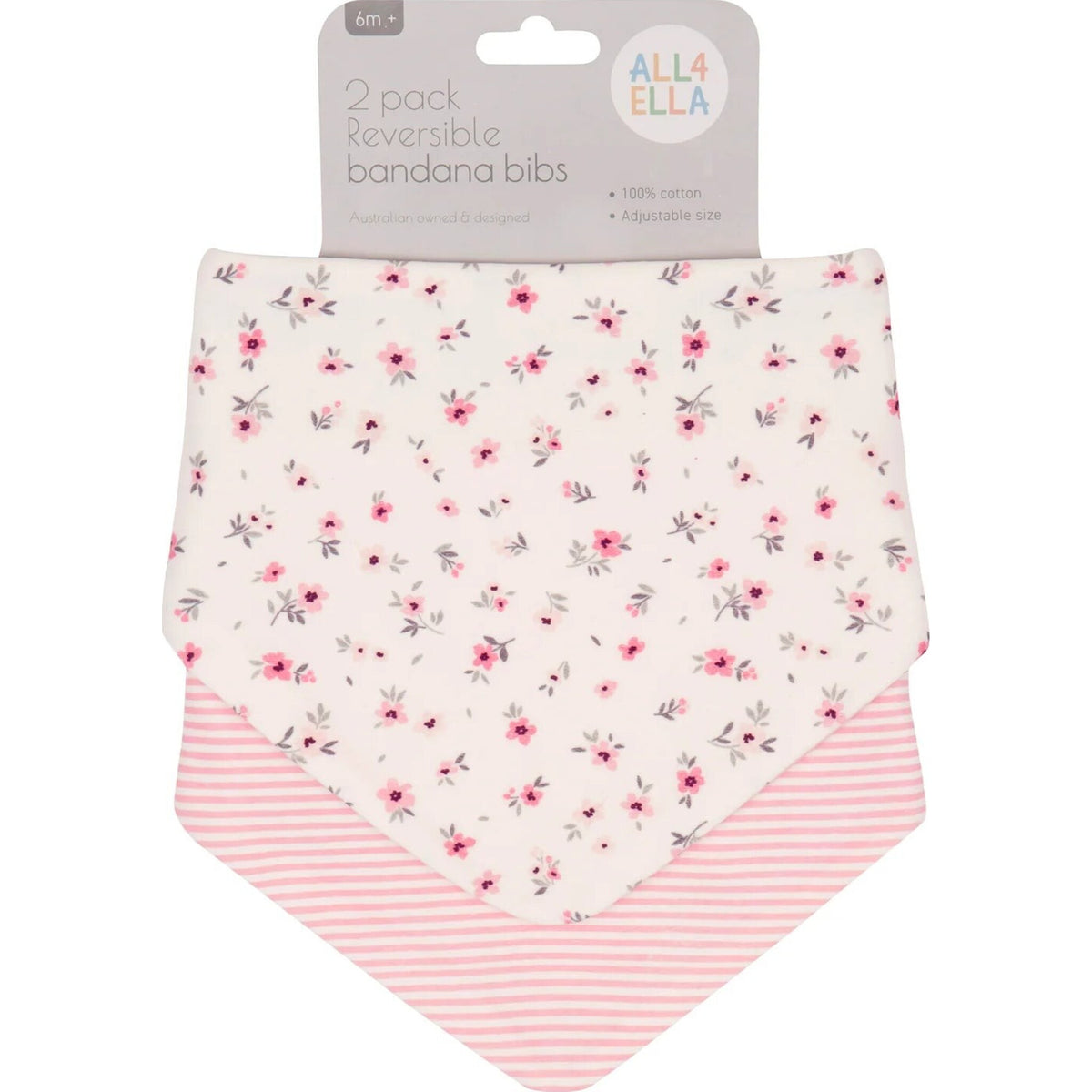 Bandana Bibs 2pk Pink Petals - Aster & Ruby