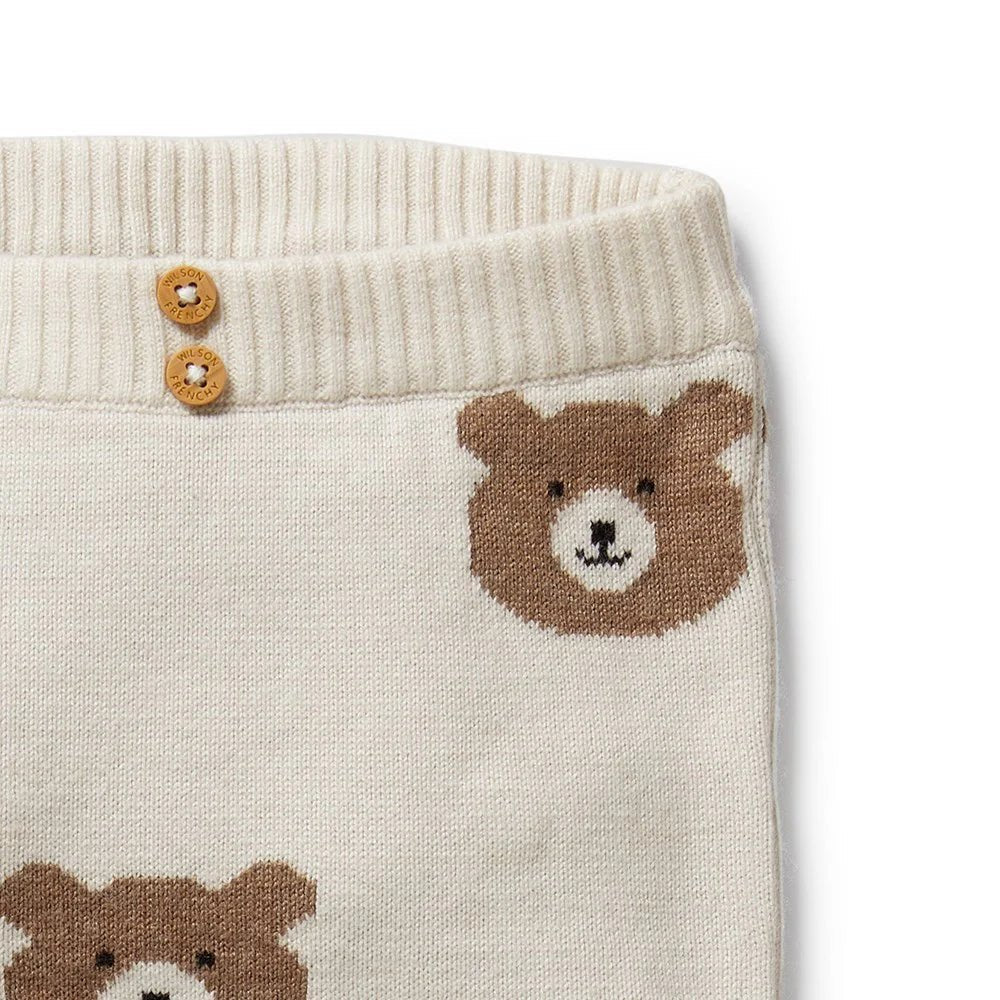 Beary Cute Organic Knitted Jacquard Legging - Aster & Ruby