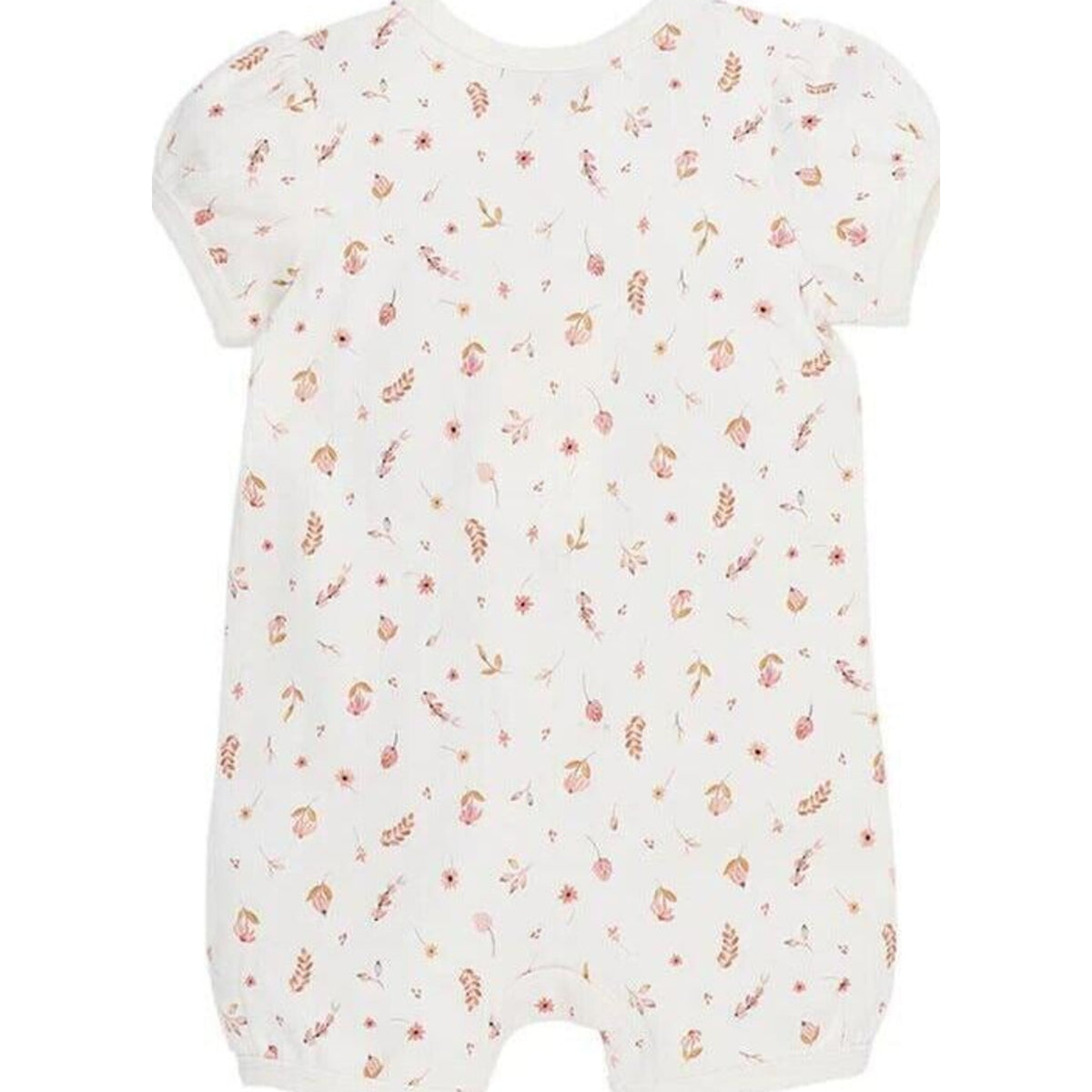 bebe Billie Ditsy Print Organic SS Zip Romper | Aster & Ruby