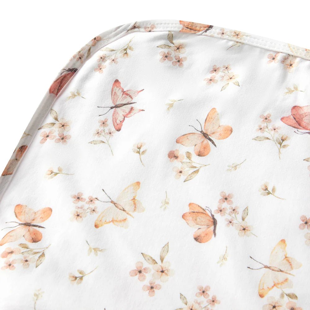 Butterfly Organic Jersey Wrap & Topknot Set - Aster & Ruby