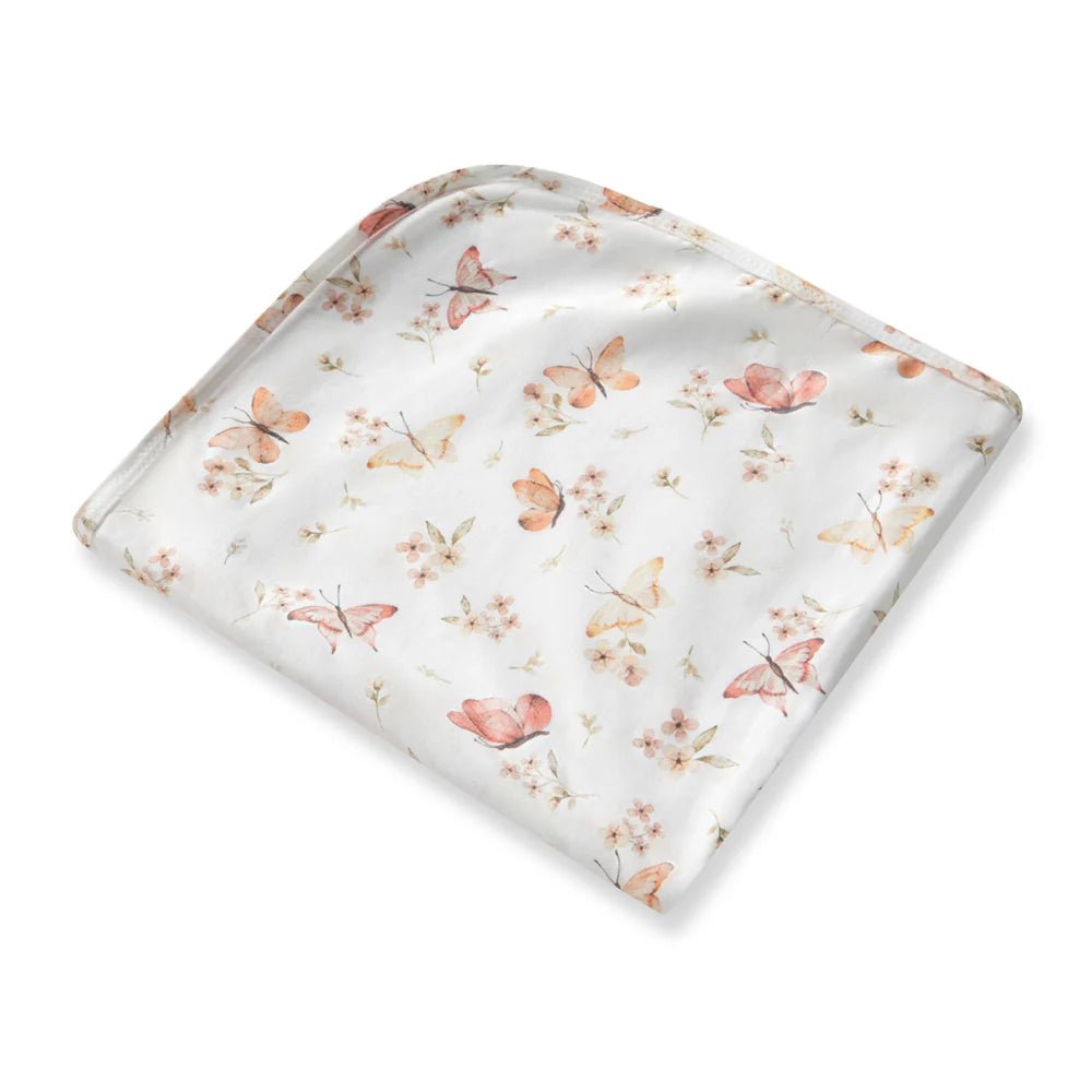 Butterfly Organic Jersey Wrap & Topknot Set - Aster & Ruby