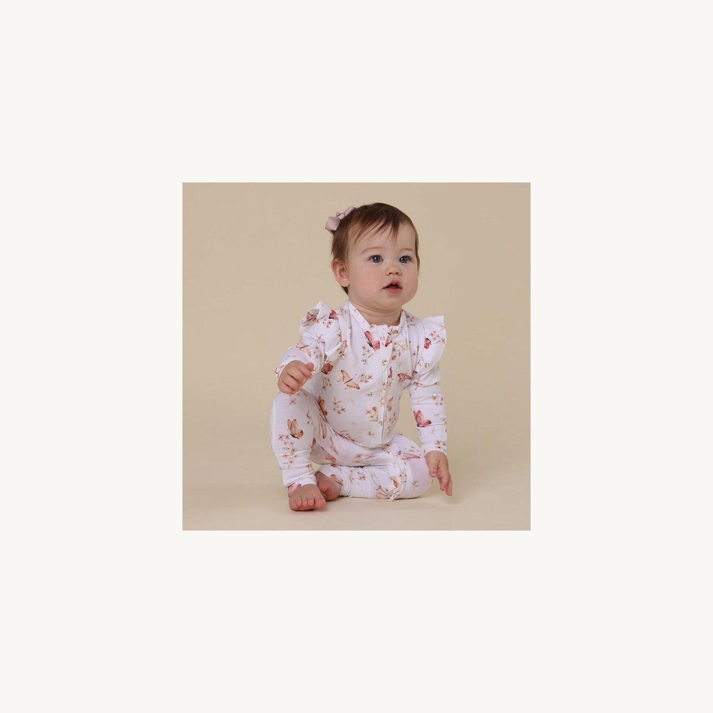 Snuggle Hunny Kids Butterfly Organic Snugglesuit Convertible Romper with Frill | Aster & Ruby