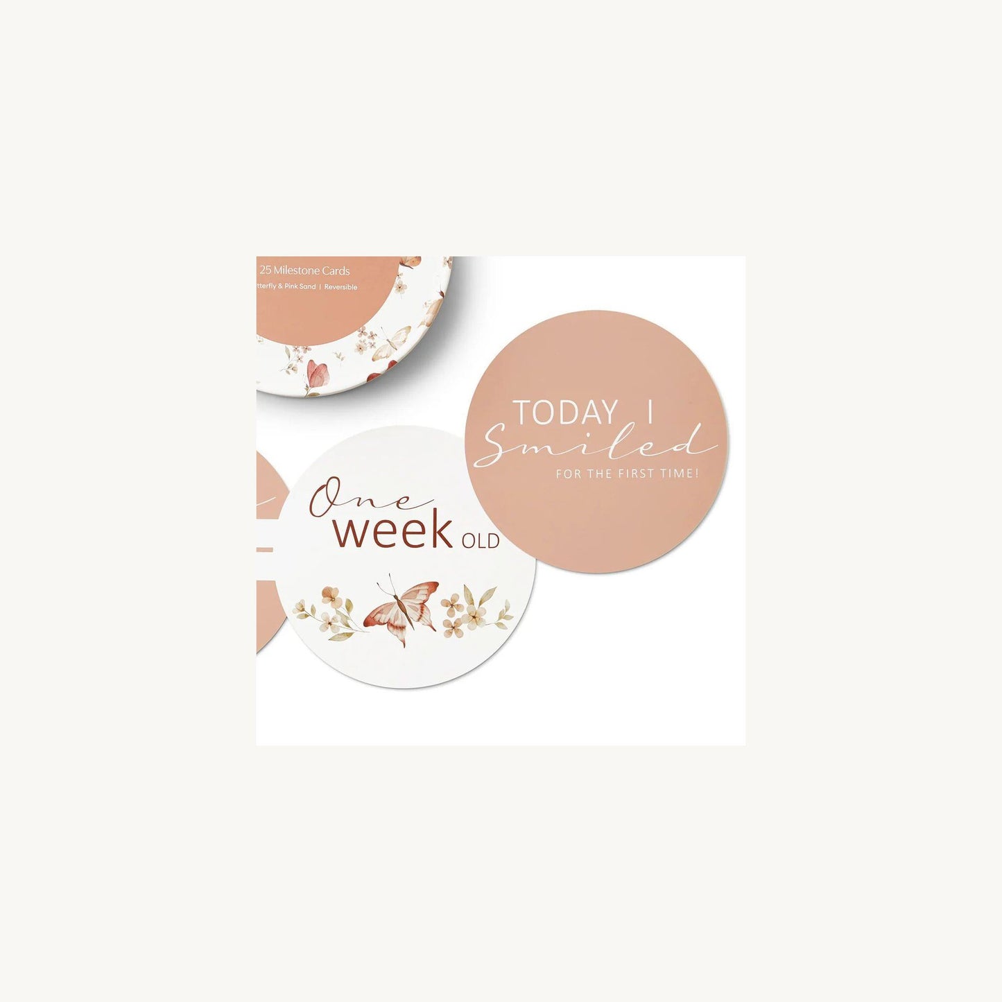 Butterfly & Pink Sand Reversible Milestone Cards – children's product by Snuggle Hunny Kids | Aster & Ruby