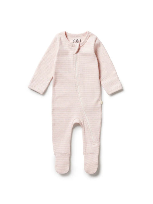Cantaloupe Organic Stripe Rib Zipsuit with Feet - Aster & Ruby
