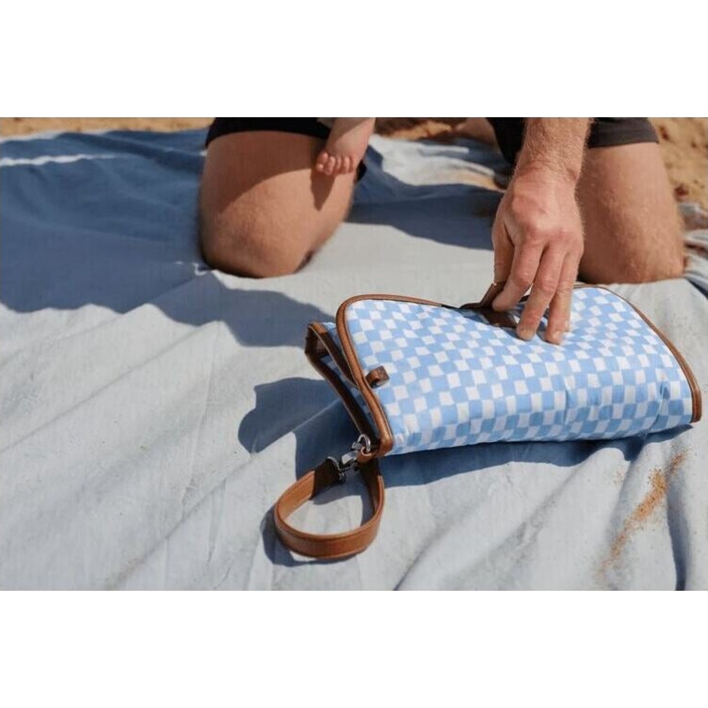 Change Mat Clutch Blue Check – children's product by OiOi | Aster & Ruby