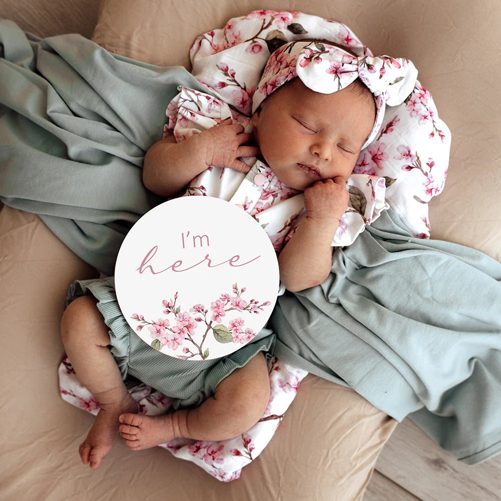 Cherry Blossom & Jewel Reversible Milestone Cards - Aster & Ruby