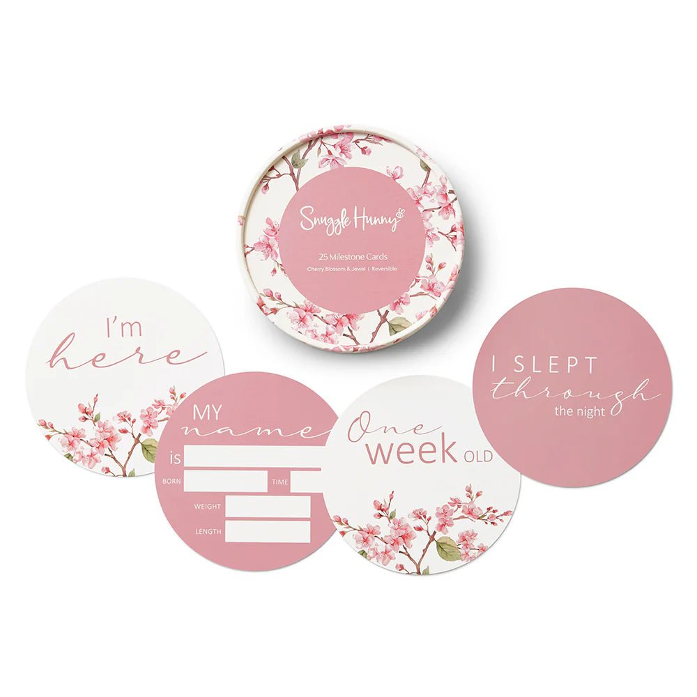 Cherry Blossom & Jewel Reversible Milestone Cards - Aster & Ruby