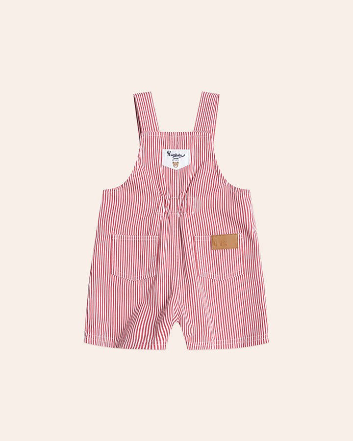Chill Red Stripe Short Overalls - Aster & Ruby