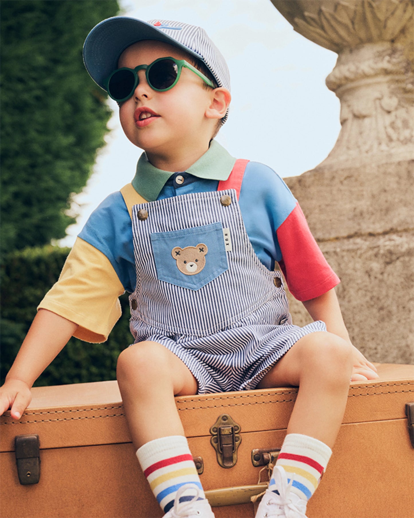 Classic Stripe Short Overalls - Aster & Ruby