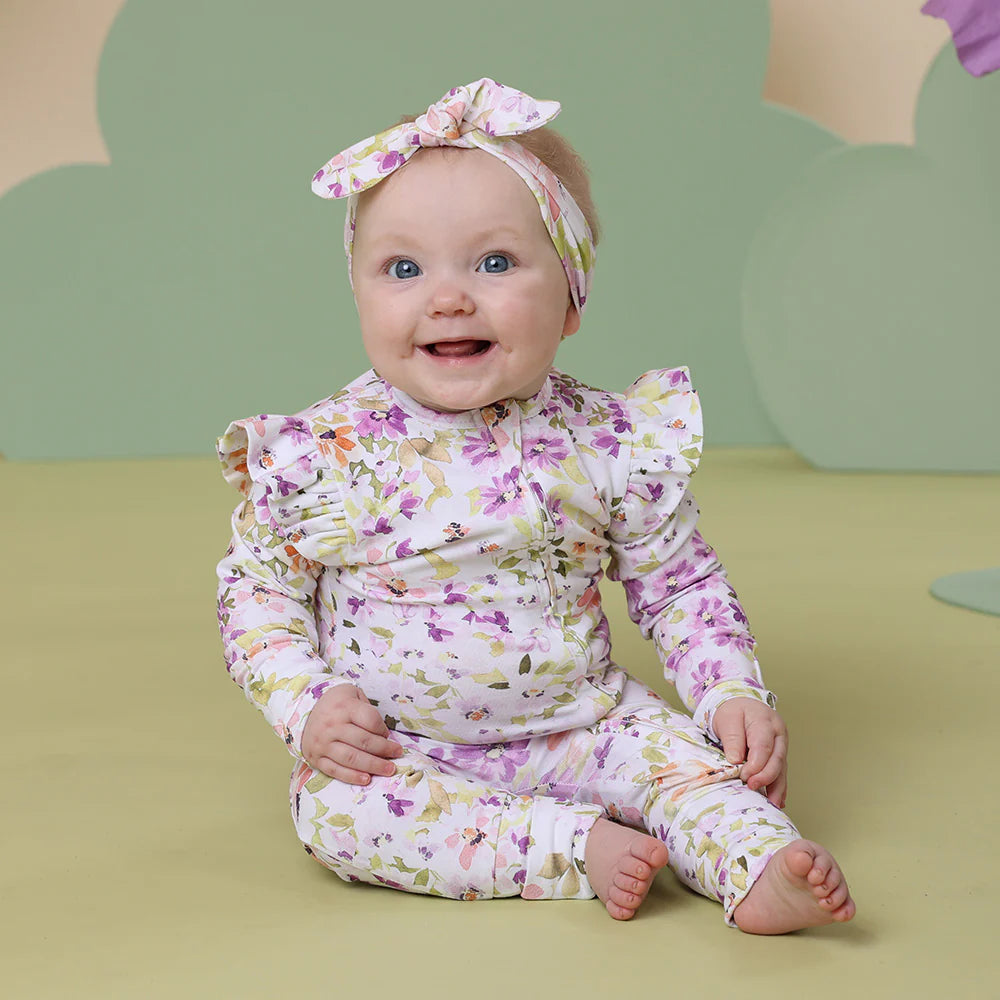Snuggle Hunny Kids Isla Organic Snugglesuit Convertible Romper with Frill | Aster & Ruby