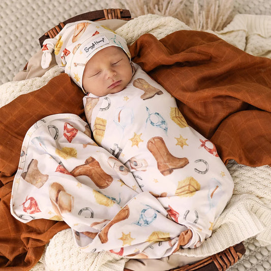 Cowboys Organic Jersey Wrap & Beanie Set