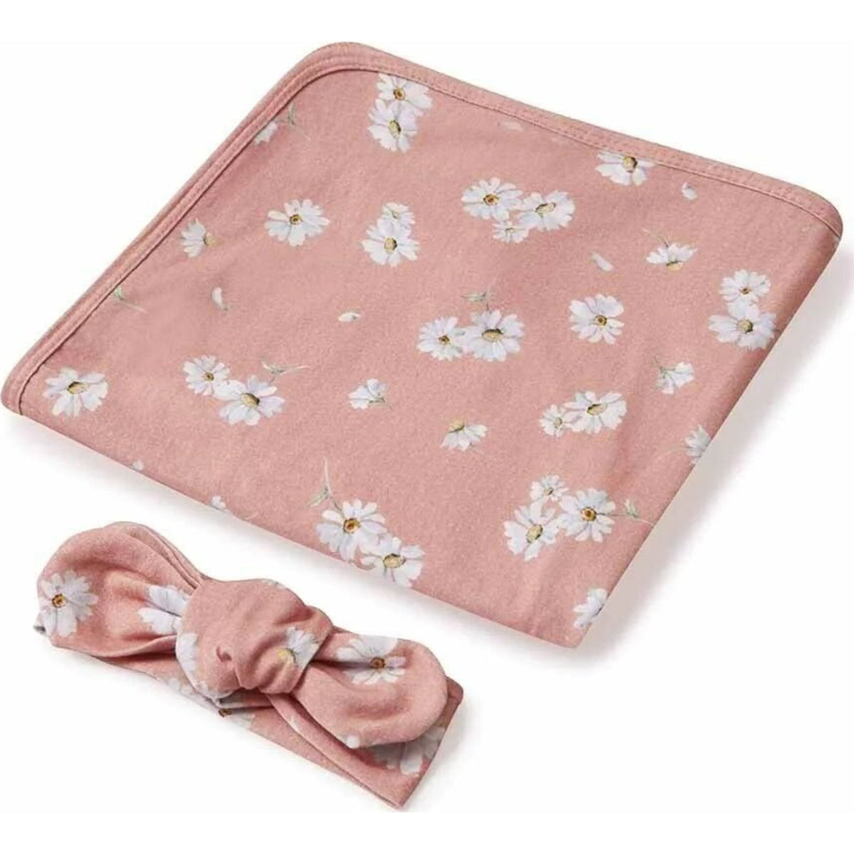Snuggle Hunny Kids Daisy Organic Jersey Wrap & Topknot Set | Aster & Ruby