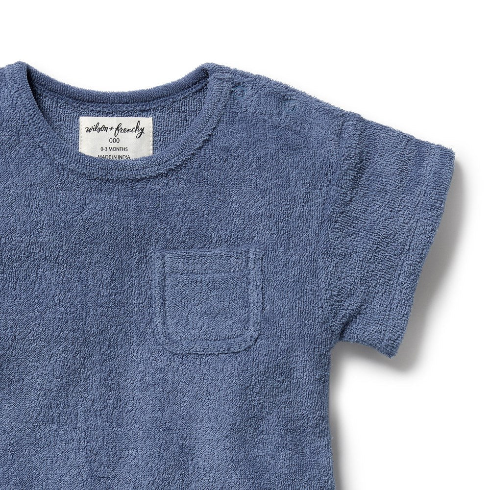Deep Blue Organic Terry Growsuit - Aster & Ruby
